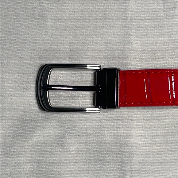 Men's Red Leather Belt - Picture 3 of 6